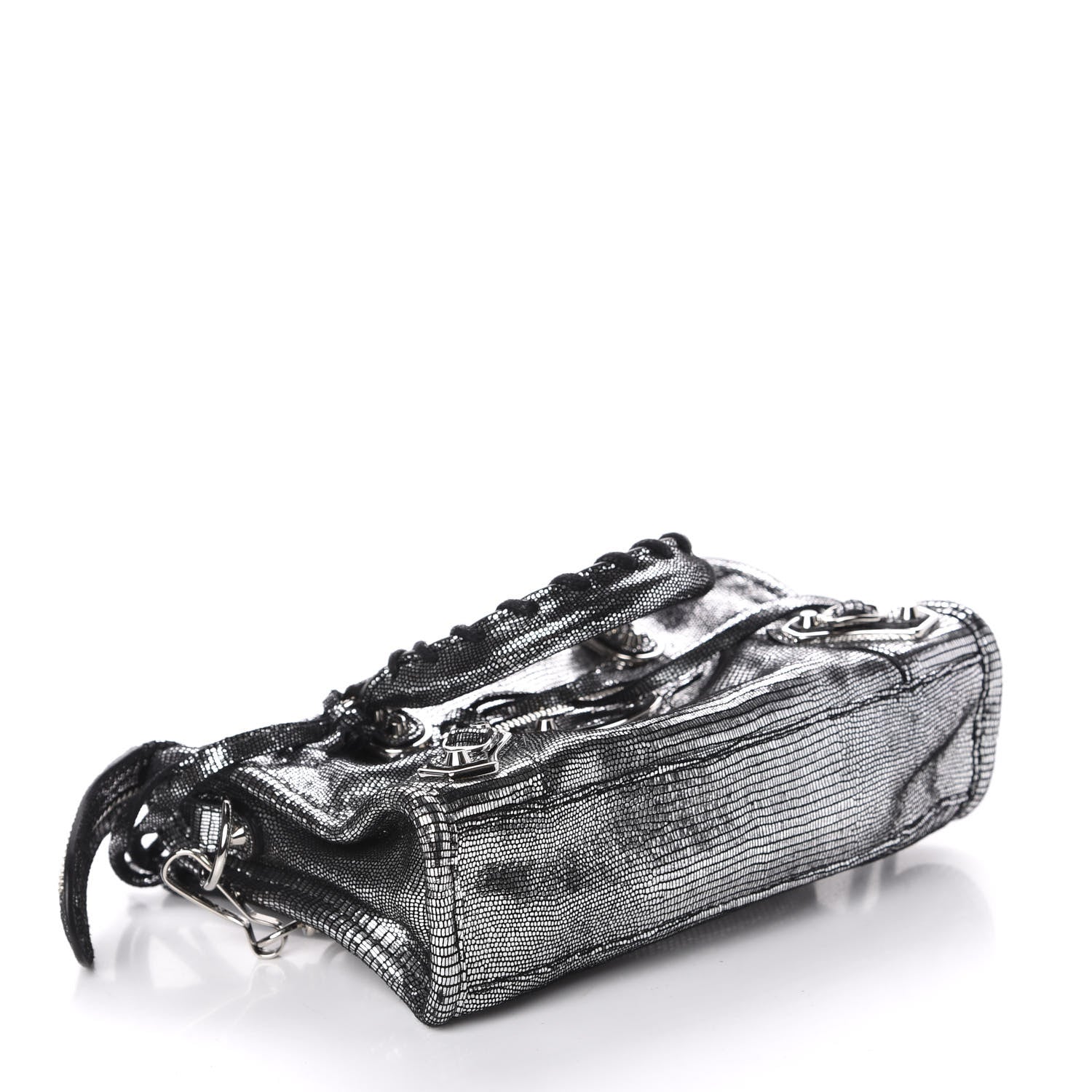 Balenciaga Metallic Calfskin Lizard Embossed Silver Metallic Edge Hardware Nano City Silver 3 of 9