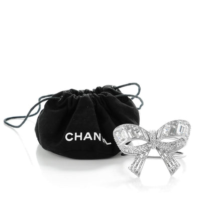 Chanel Baguette Crystal CC Bow Cuff Silver 5 of 5