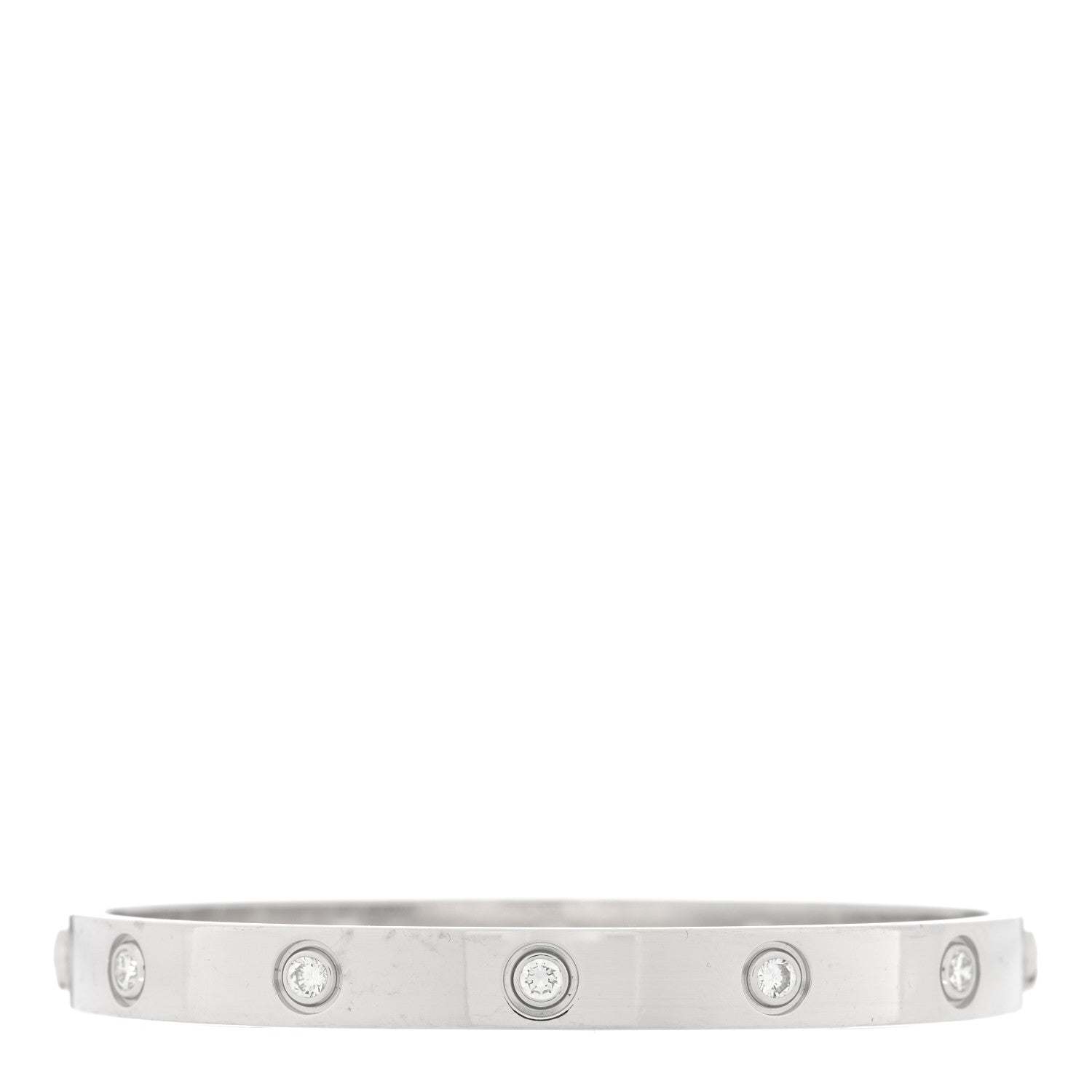 Cartier 18K White Gold 10 Diamond LOVE Bracelet 17 1 of 4