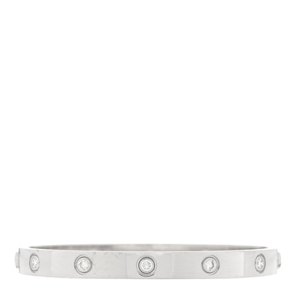 Cartier 18K White Gold 10 Diamond LOVE Bracelet 17 1 of 4