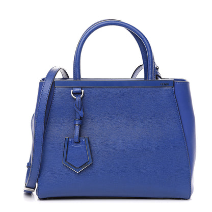 Fendi Vitello Elite Petite 2Jours Tote Blue Neon 1 of 8