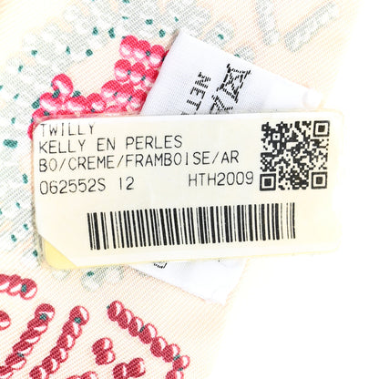Hermes Silk Kelly En Perles Twilly Creme Framboise 2 of 4