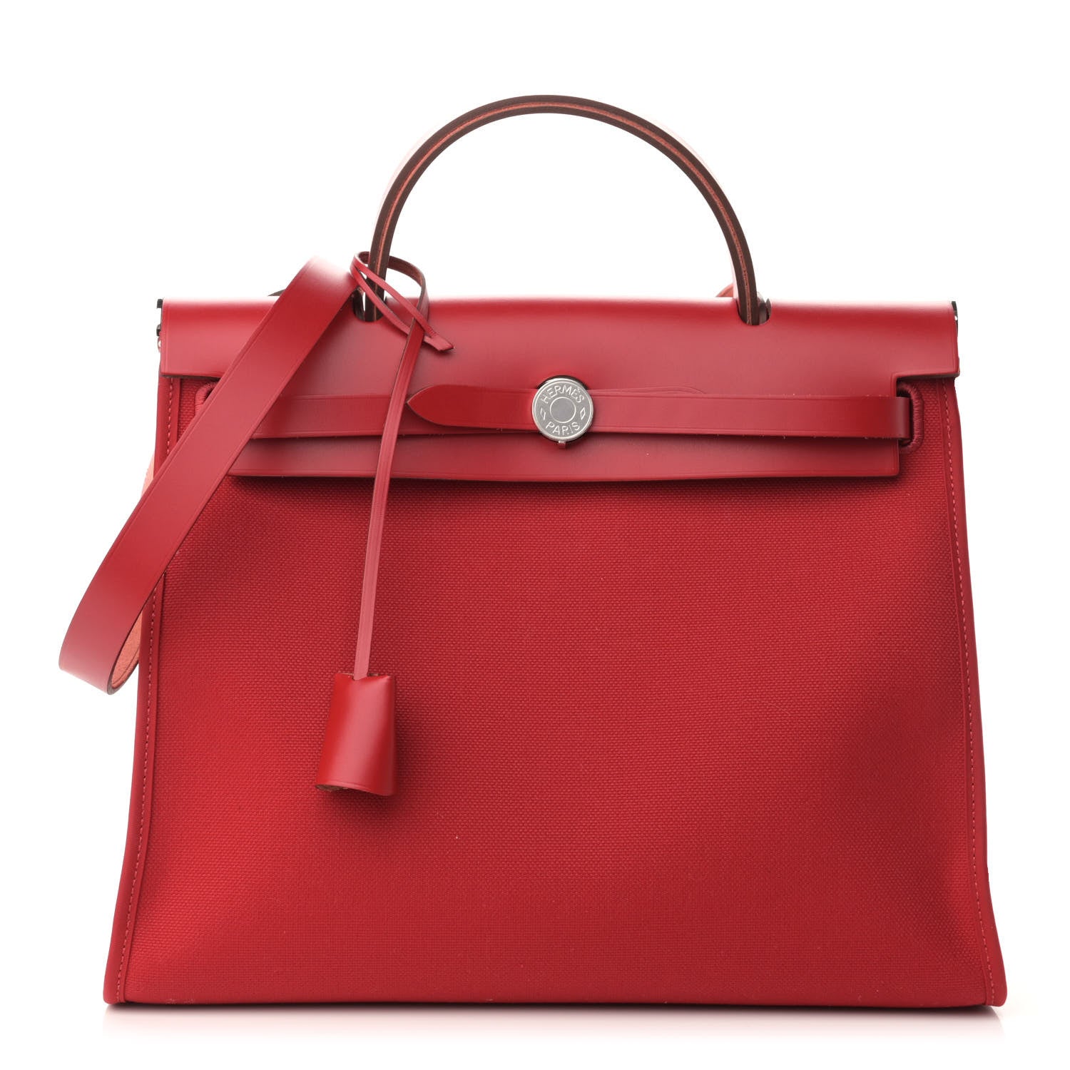 Hermes Military Toile Vache Hunter Herbag Zip PM 31 Rouge Piment 3 of 13