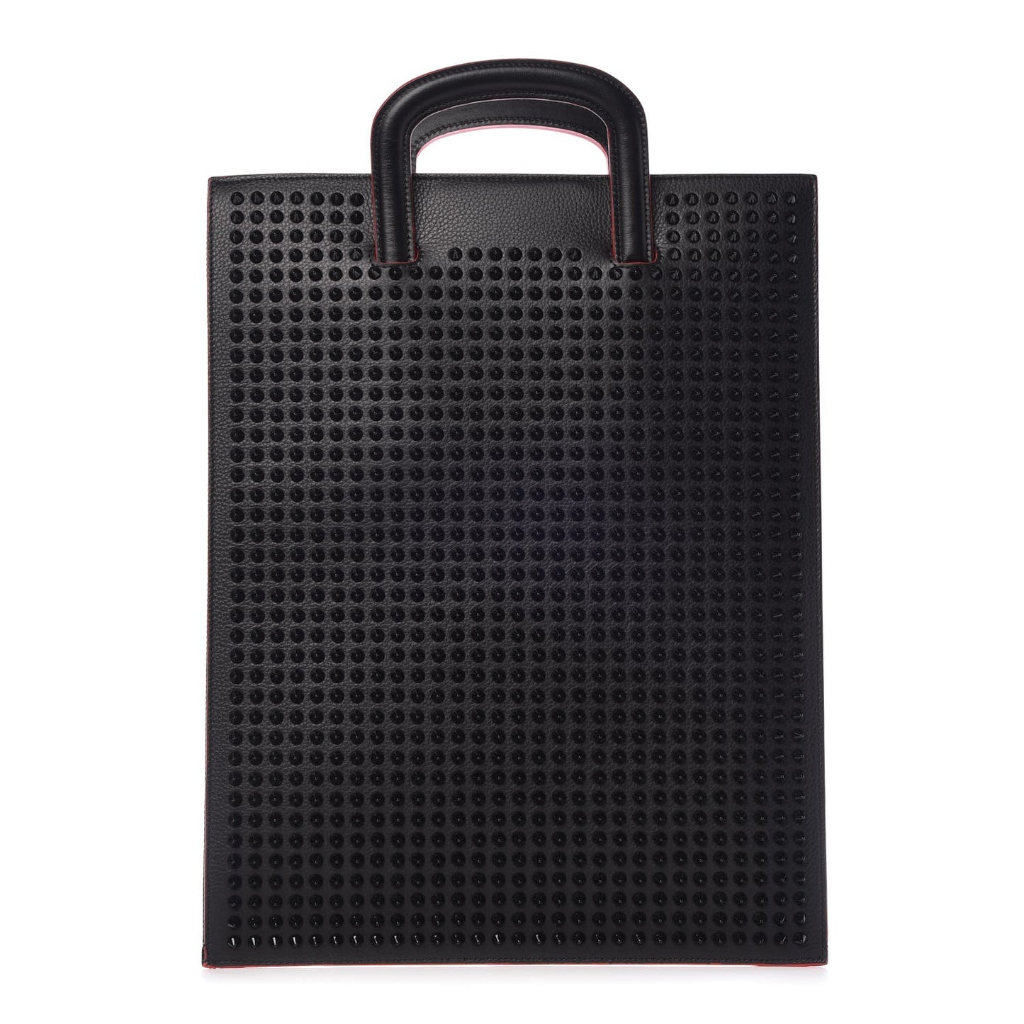 Calfskin Spiked Large Trictrac Portfolio Bag Black