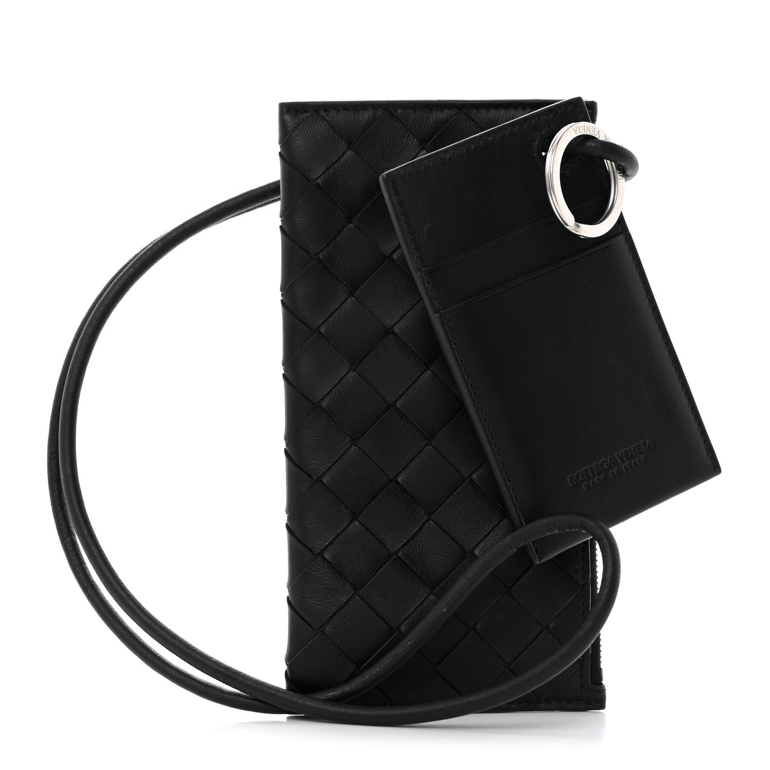 Bottega Veneta Nappa Intrecciato Card Case On Strap Black 1 of 8