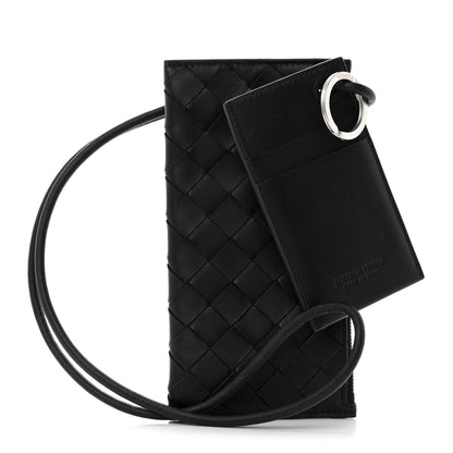 Bottega Veneta Nappa Intrecciato Card Case On Strap Black 1 of 8