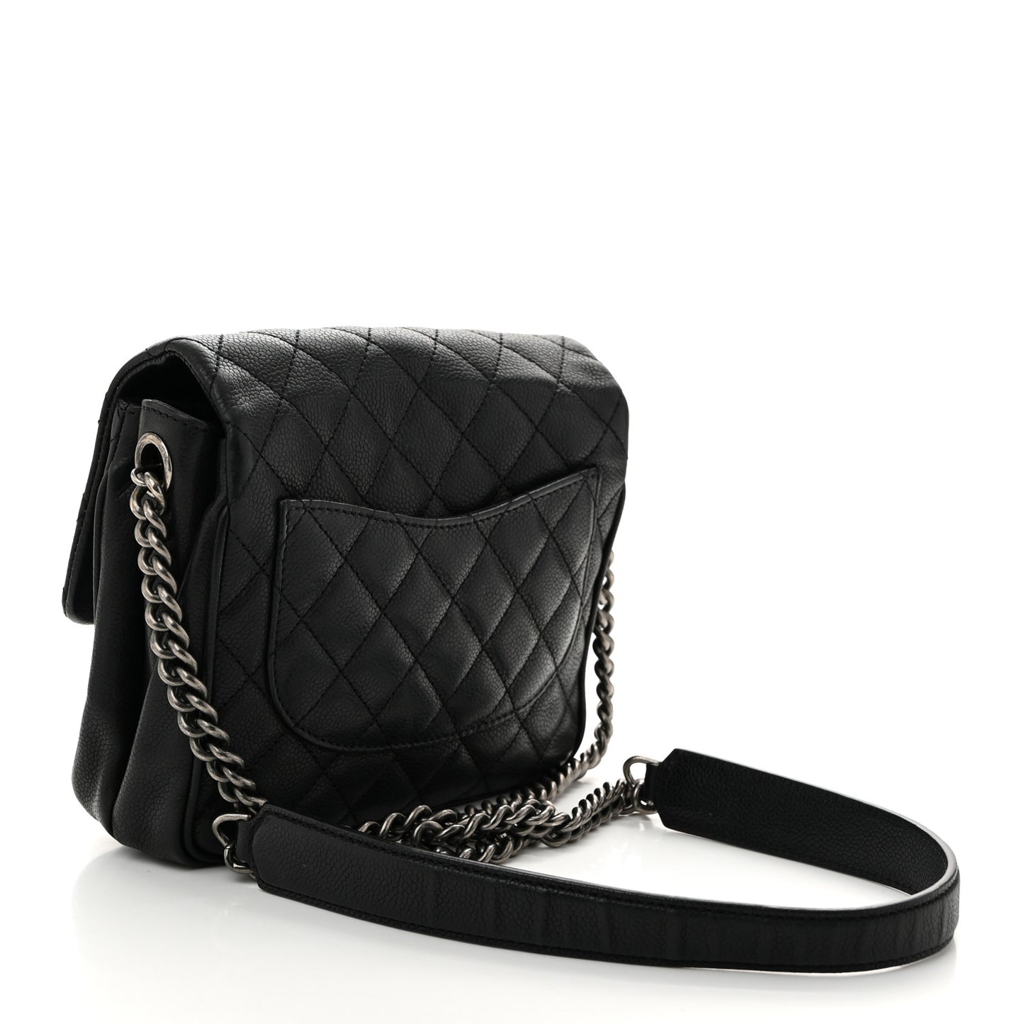 Caviar Quilted Small Rock In Rome Flap Black