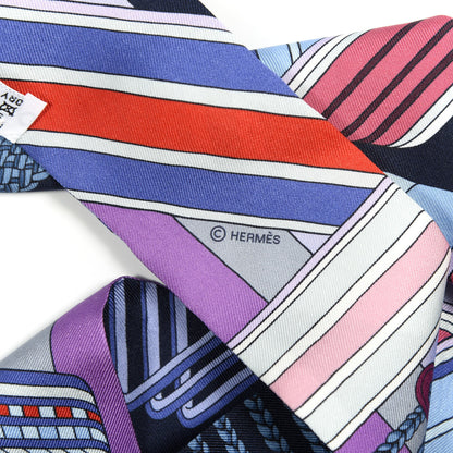Hermes Silk Sangles En Zigzag Twilly Prune Bleu Rouge 4 of 4