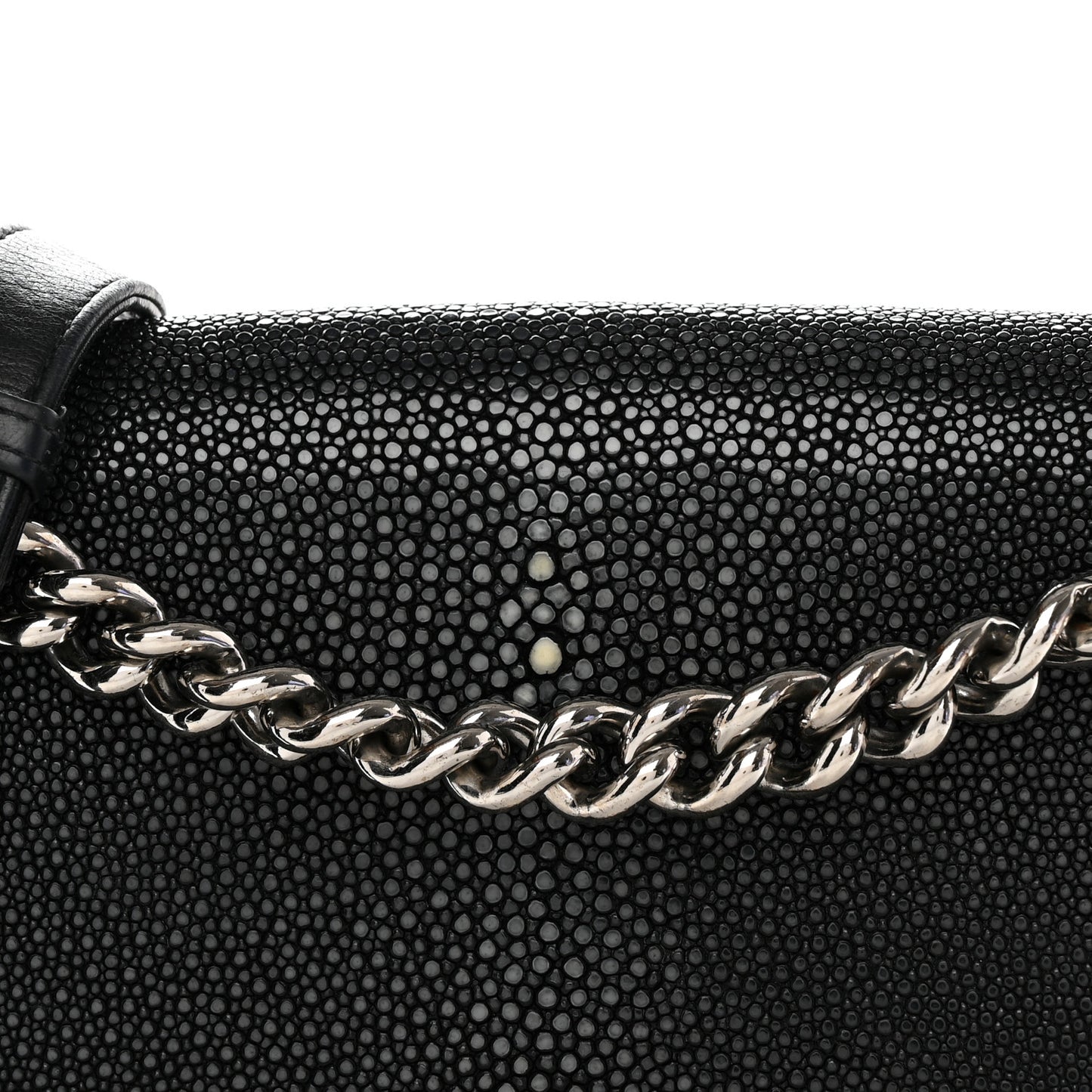Galuchat Stingray Medium Boy Flap Black