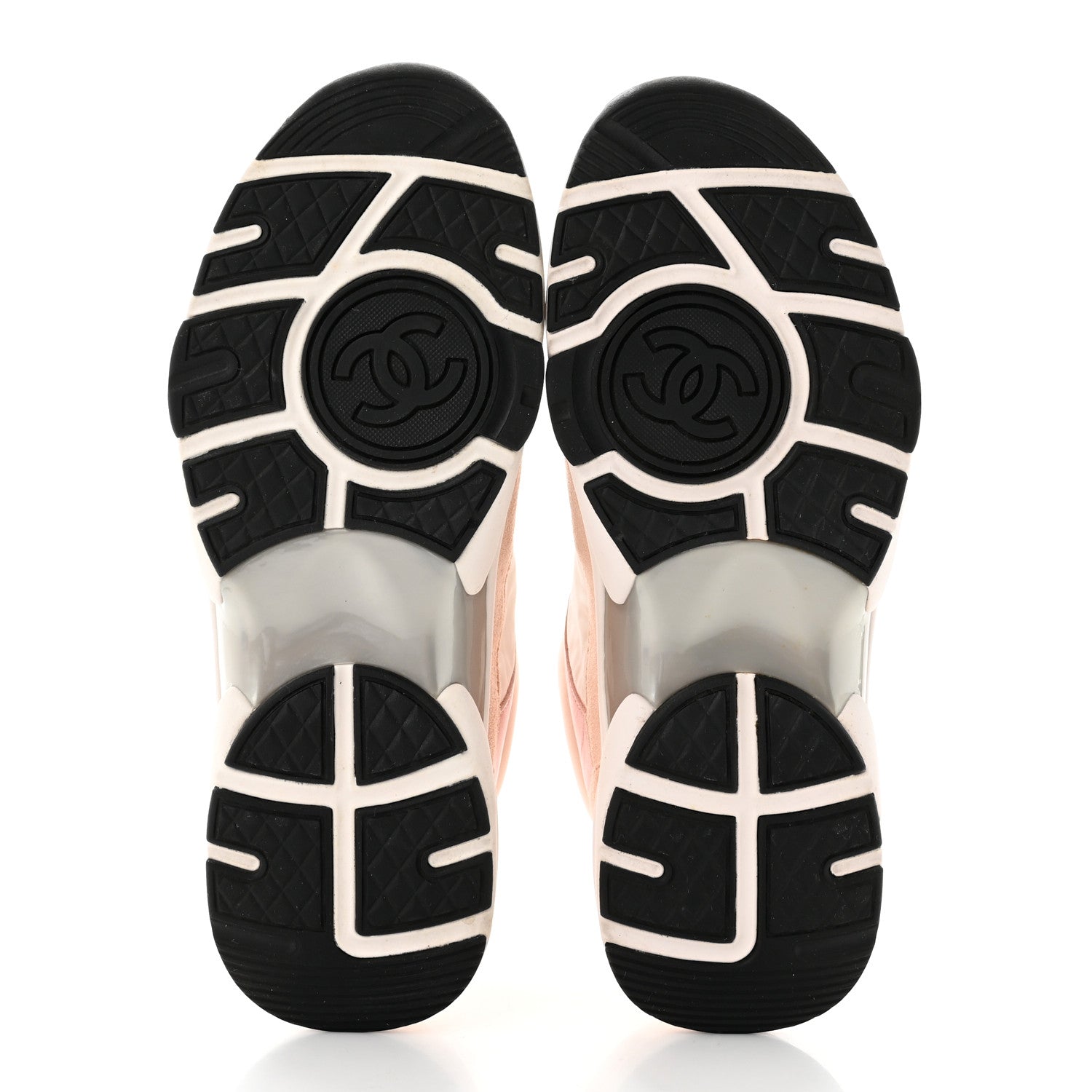 Chanel Nylon Lambskin Suede Calfskin CC Sneakers 38.5 Pink White Black 5 of 7