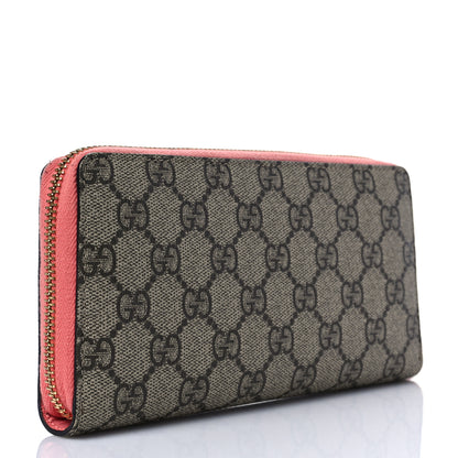 Gucci GG Supreme Monogram Embroidered Face Zip Around Wallet Pink 3 of 8