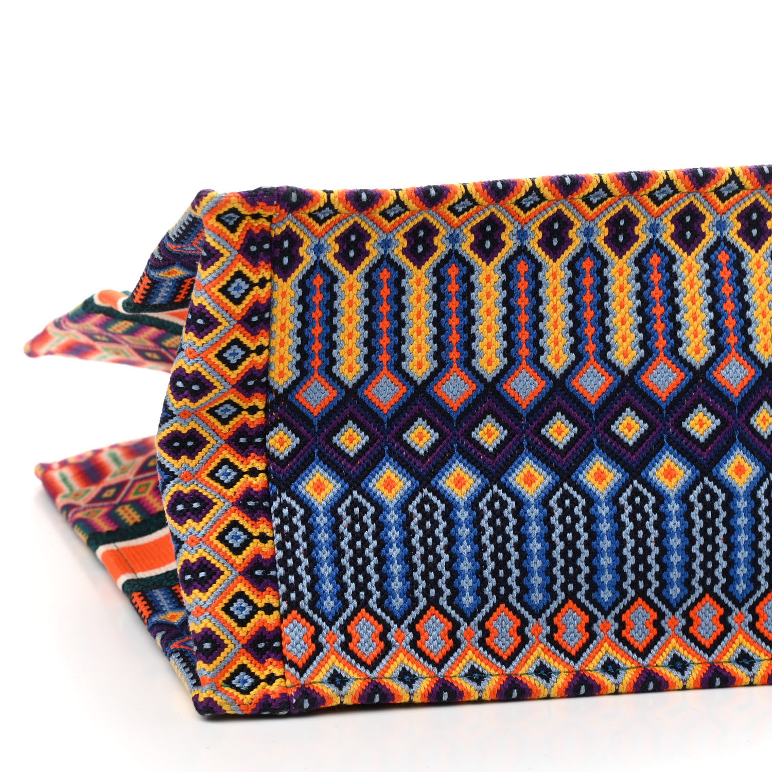 Christian Dior Canvas Embroidered Large Book Tote Orange Multicolor 8 of 9