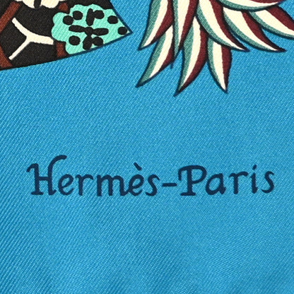 Hermes Silk Fleurs et Papillons de Tissus Shawl 90 Canard Vert Rouge 2 of 3