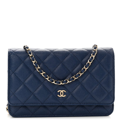 Chanel Caviar Quilted Wallet On Chain WOC Navy Blue 1 of 12