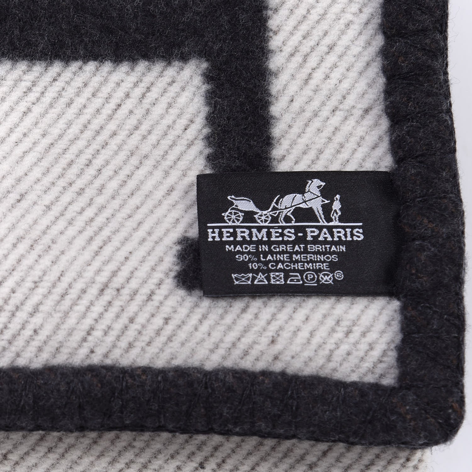 Hermes Wool Cashmere Avalon Blanket Ecru Gris Fonce 3 of 3