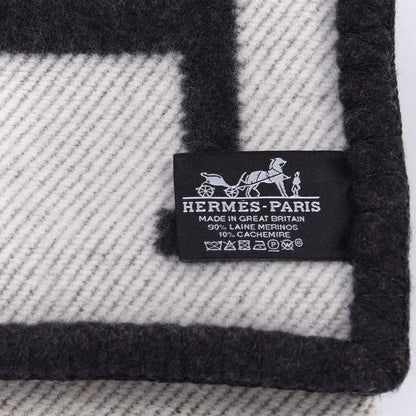 Hermes Wool Cashmere Avalon Blanket Ecru Gris Fonce 3 of 3