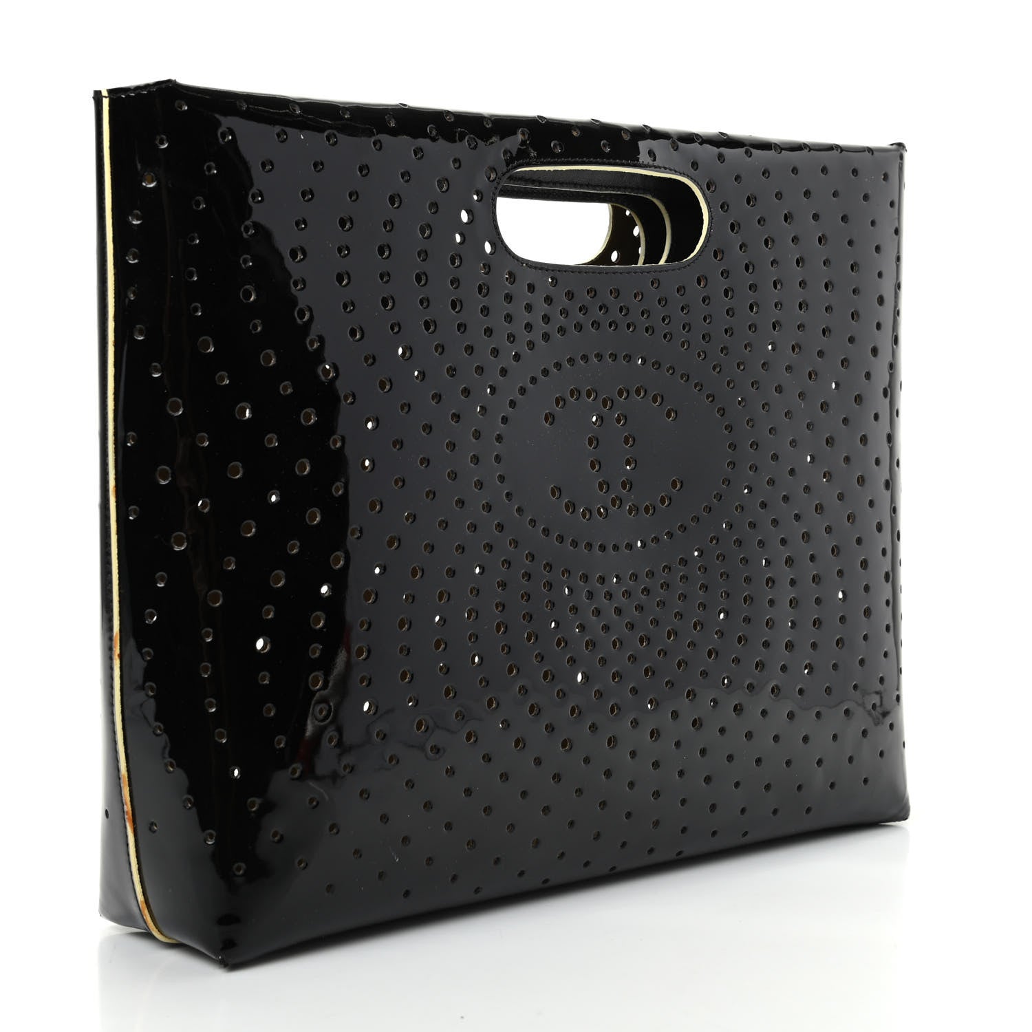 Chanel Patent Perforated CC Handle Bag Black 2 of 8