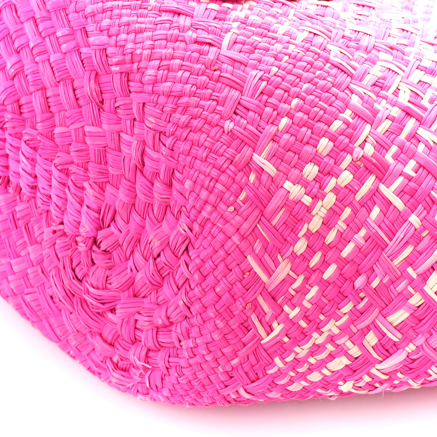 Iraca Palm Calfskin Small Anagram Basket Bag Fuchsia