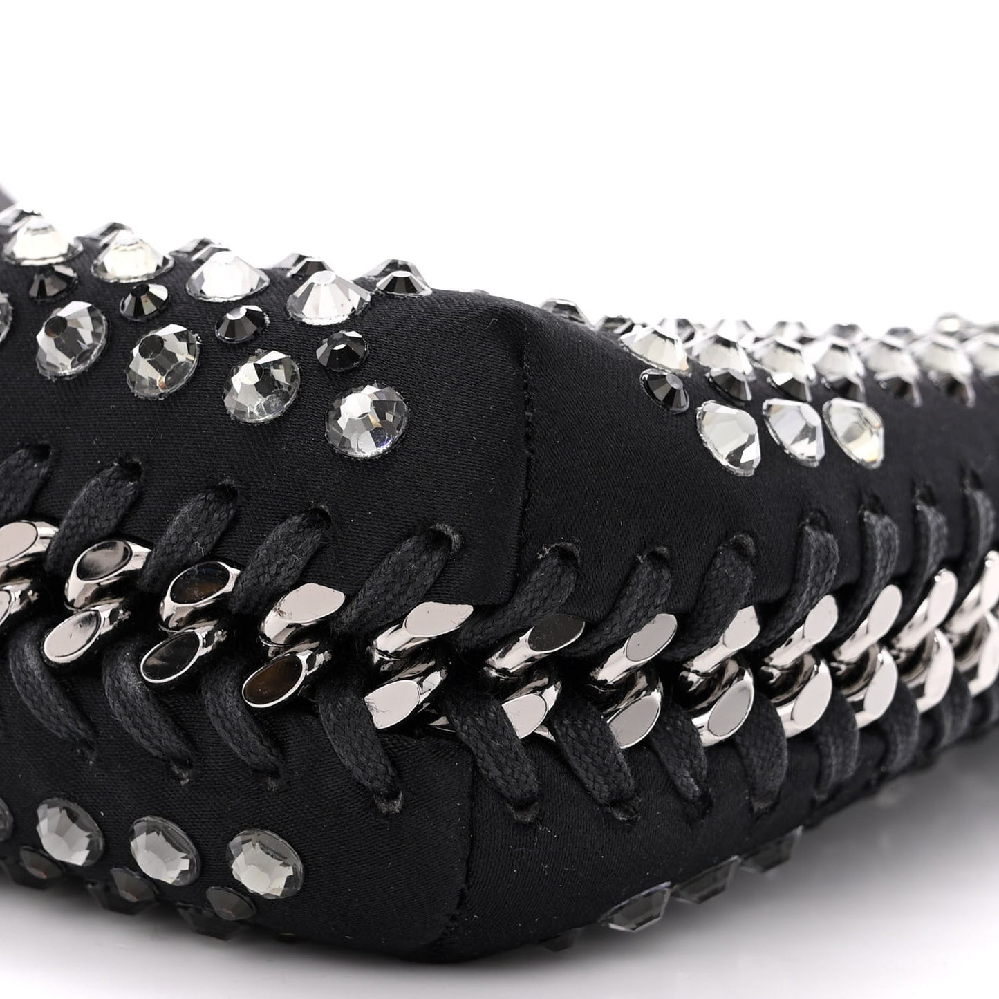 Nylon Crystal Mini Falabella Zipped Shoulder Bag Black