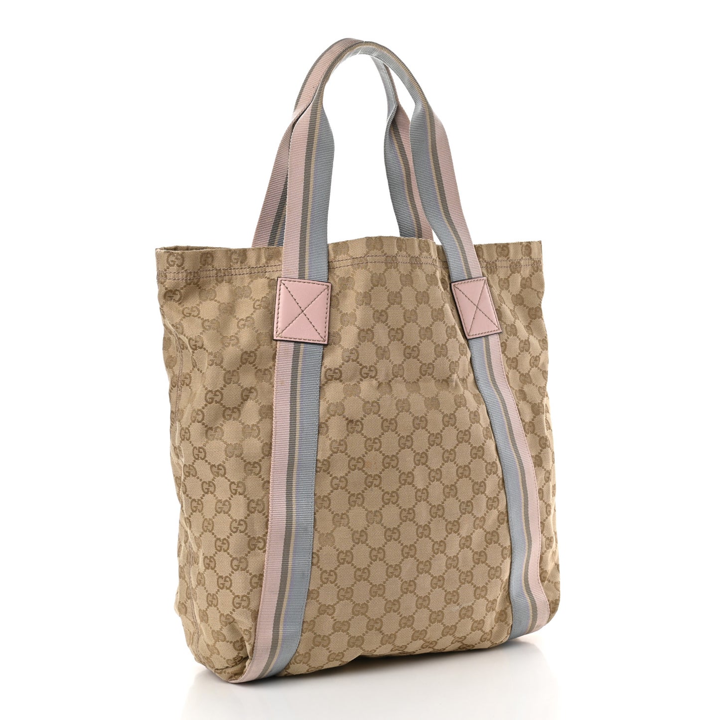 GG Monogram Medium Web Handle Vertical Tote Pink Blue