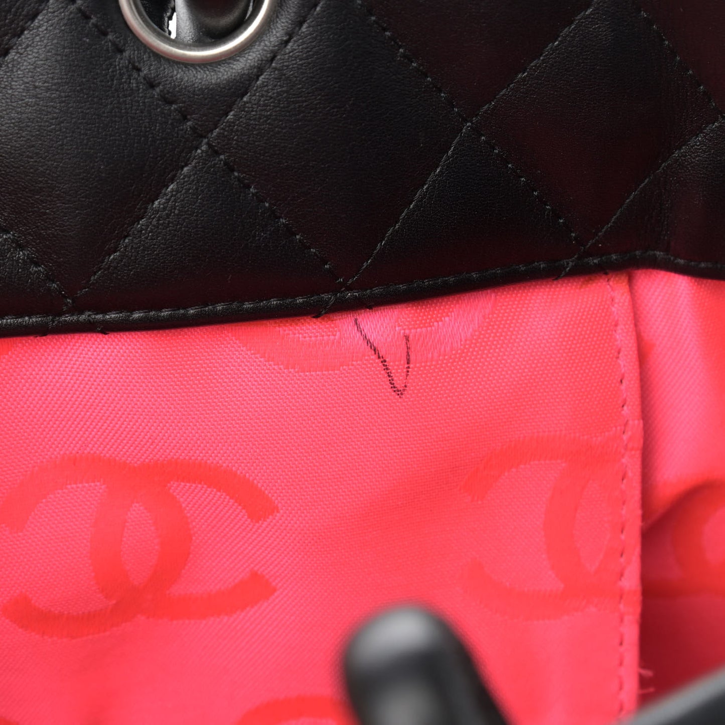 Calfskin Quilted Large Cambon Tote Black White