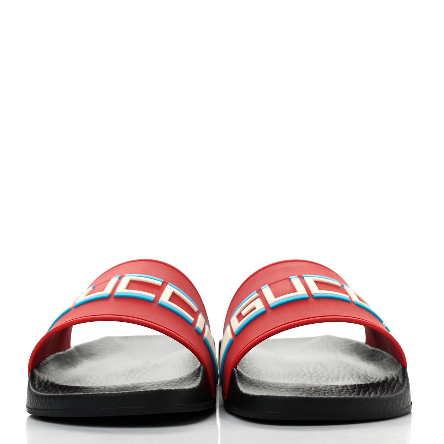 Rubber Stripe Mens Pool Slide Sandals 6 Poppy Azur Ecru