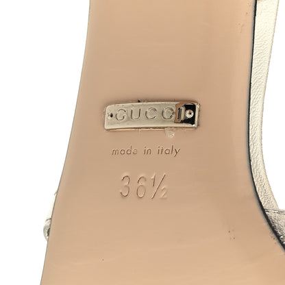 Gucci Metallic Nappa Crystal Zephyra Slingback High Heel Sandals 36.5 Silver Gold 6 of 7
