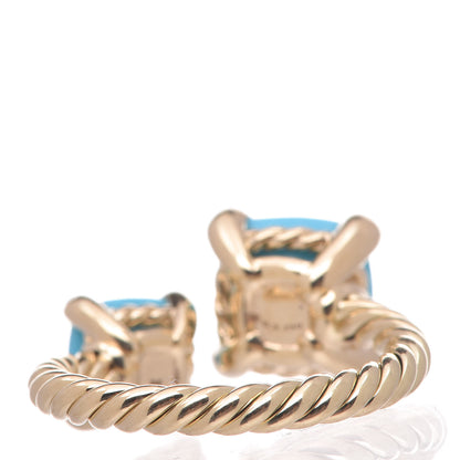 David Yurman 18K Yellow Gold Diamond Turquoise Chatelaine Bypass Ring 50 5.25 3 of 5