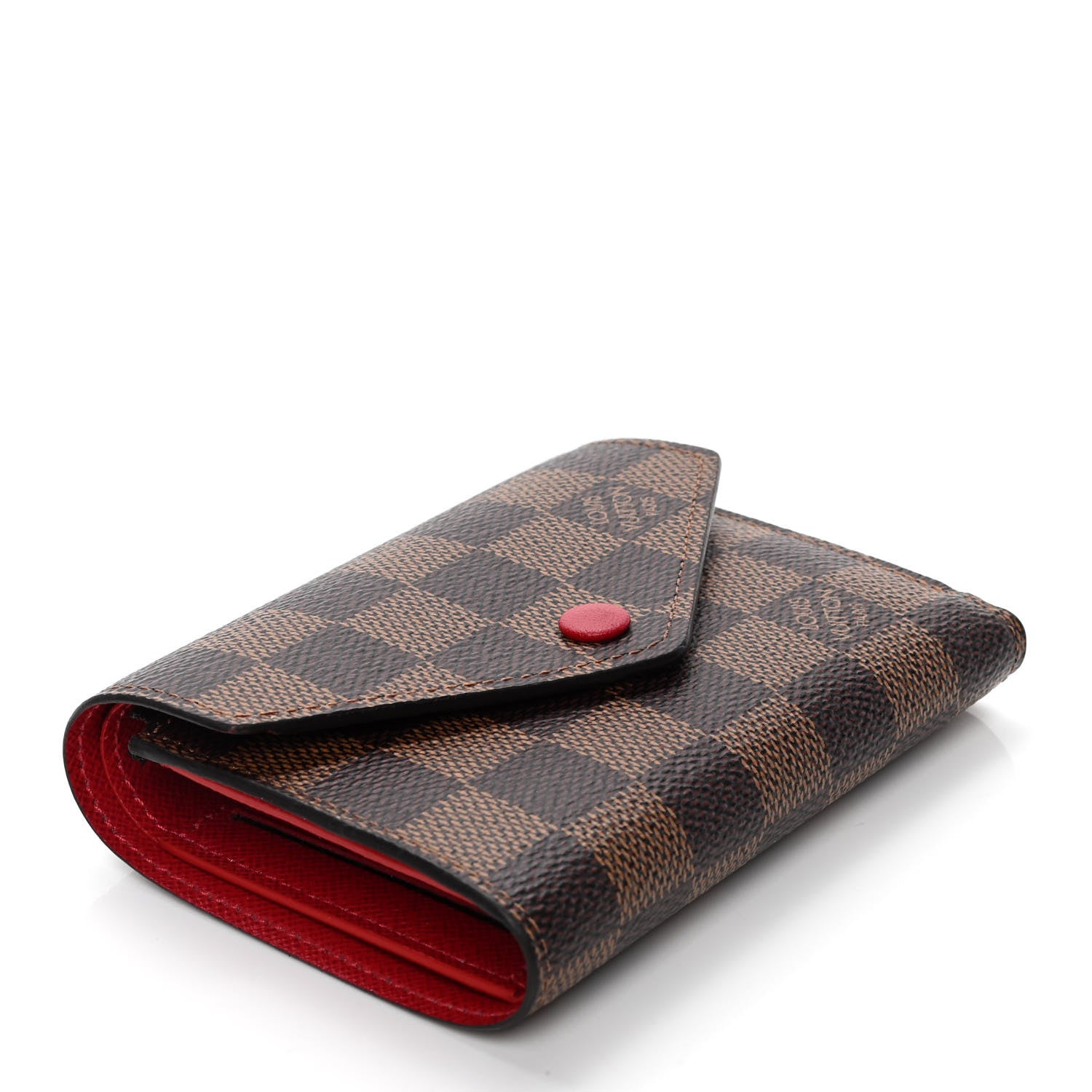 Louis Vuitton Damier Ebene Victorine Wallet Red 3 of 4