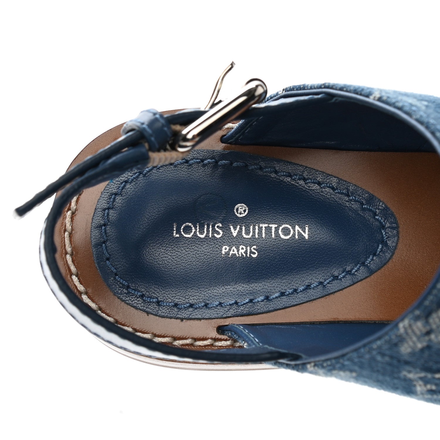 Louis Vuitton Monogram Denim Starboard Flat Thong Sandal 35 Blue 8 of 9