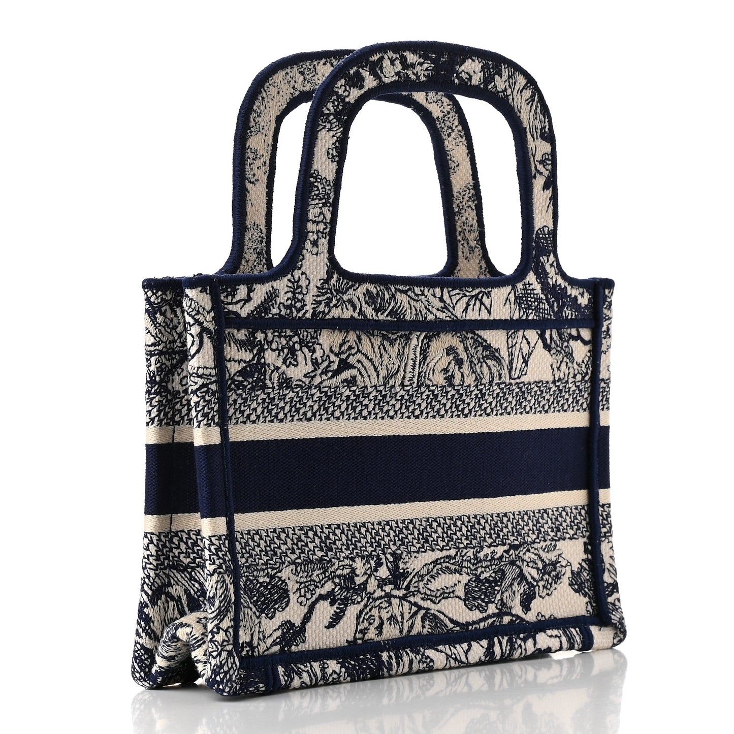 Canvas Embroidered Mini Toile De Jouy Book Tote Blue