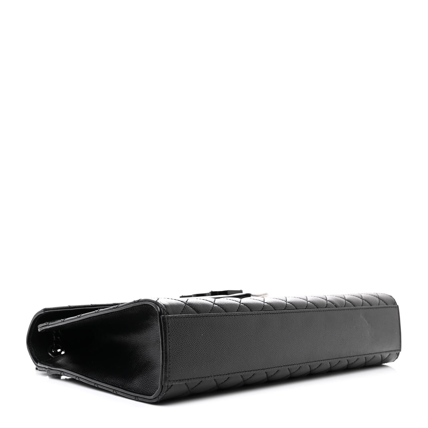 Saint Laurent Grain De Poudre Textured Mixed Matelasse Triquilt Medium Monogram Monochrome Satchel Black 4 of 13