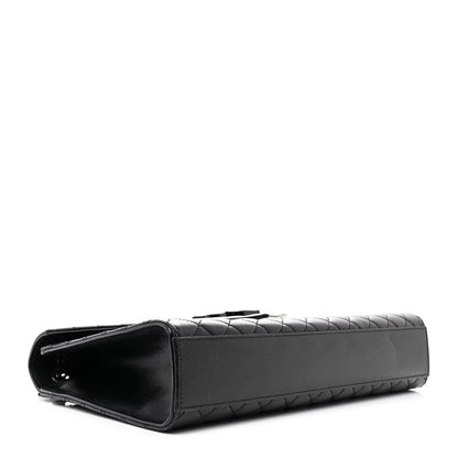 Saint Laurent Grain De Poudre Textured Mixed Matelasse Triquilt Medium Monogram Monochrome Satchel Black 4 of 13