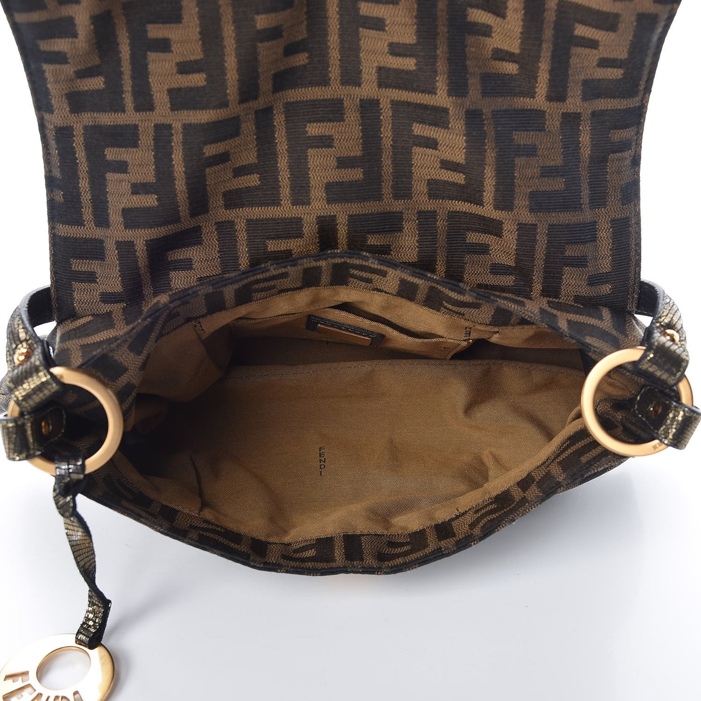 Zucca Calfskin Lizard Embossed Small Chef Shoulder Bag Tobacco