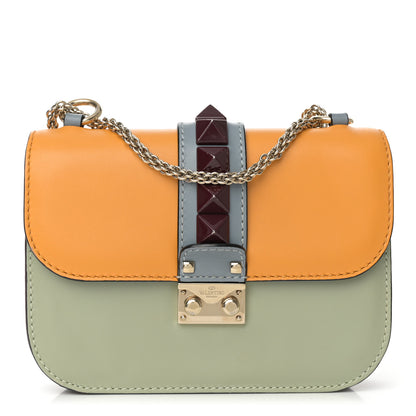 Valentino Garavani Vitello Small Glam Lock Rockstud Flap Mandarin Green Tea London Stone Rubin 1 of 18