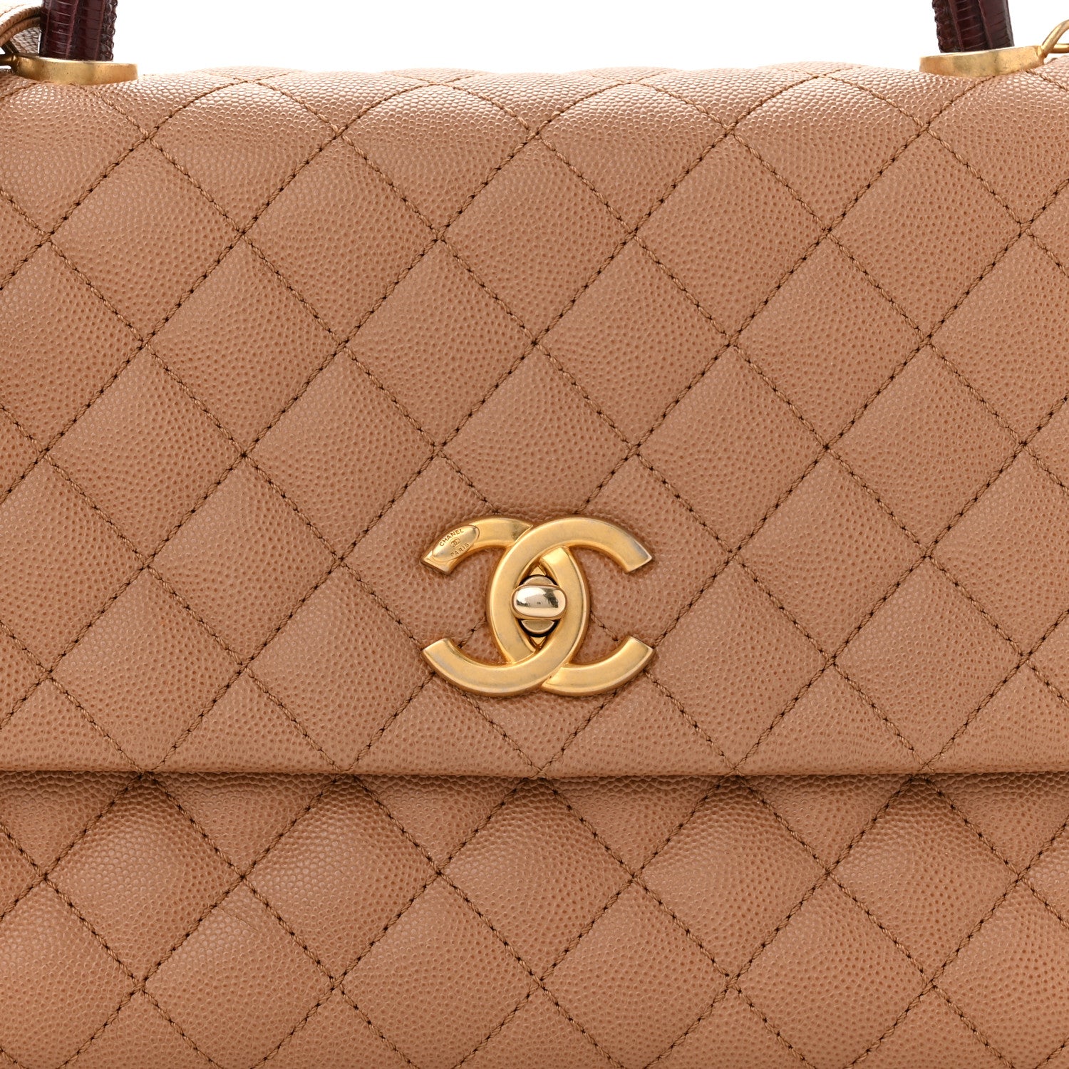 Chanel Caviar Lizard Quilted Small Coco Handle Flap Beige 8 of 11