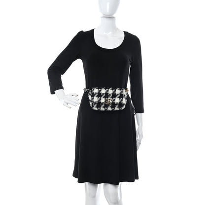 Chanel Tweed Quilted Chanel 19 Waist Bag Black Ecru White 2 of 10