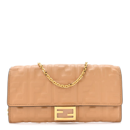Fendi Nappa Matisse FF Embossed Continental Wallet On Chain Miele Scuro 1 of 10