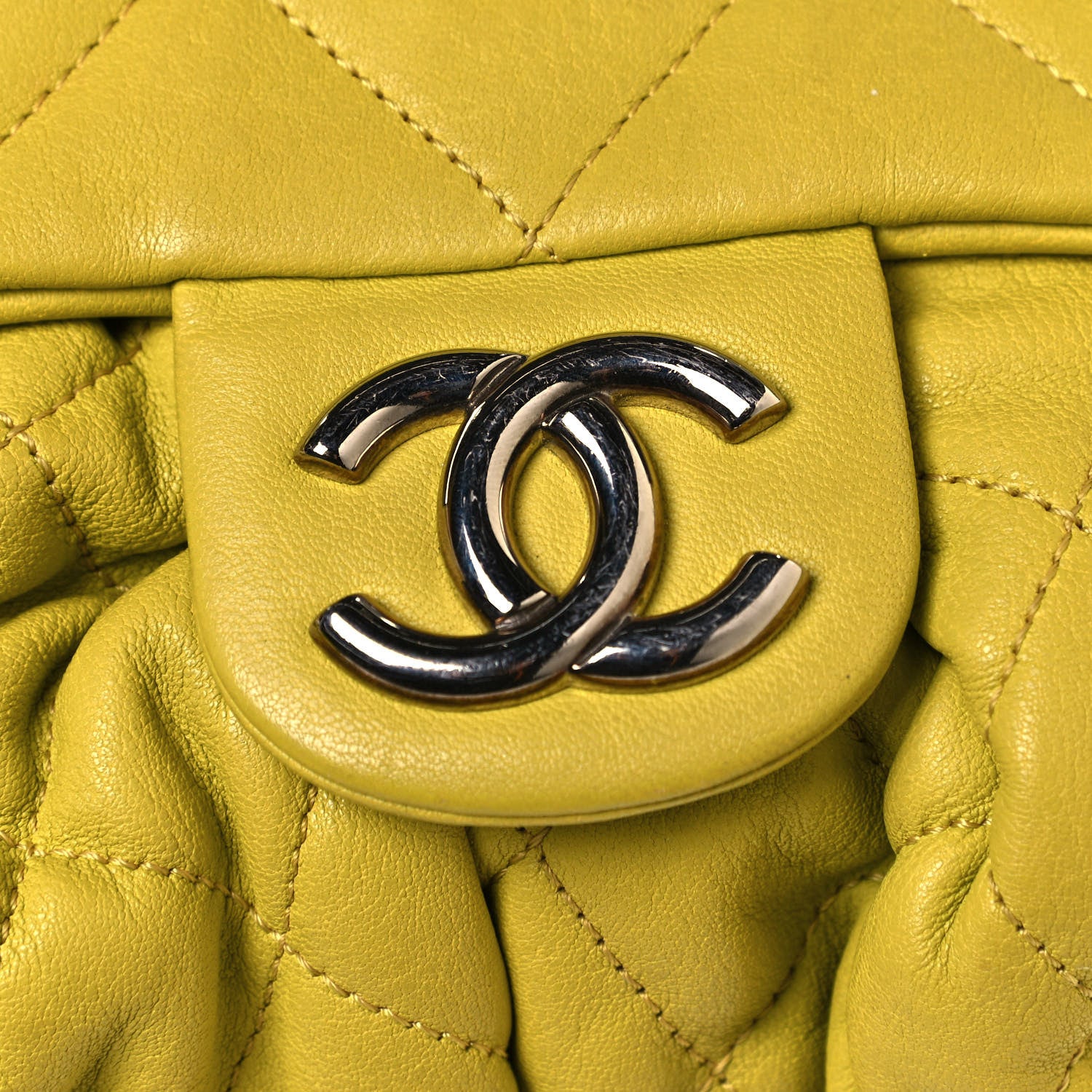 Chanel Washed Lambskin Chain Around Medium Messenger Yellow 15 of 15
