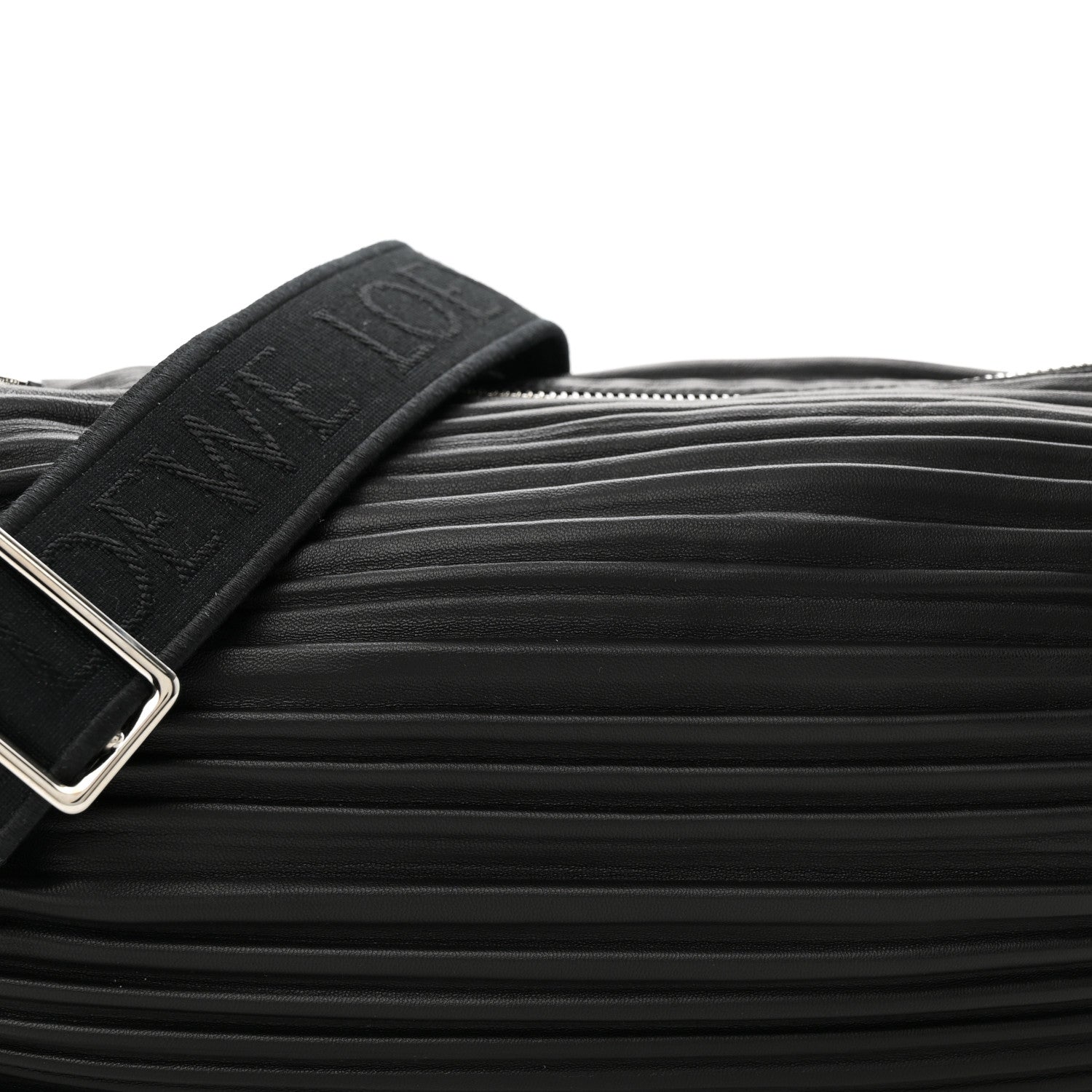 Loewe Lambskin Pleated Bracelet Large Pouch shoulder Bag Black 7 of 9