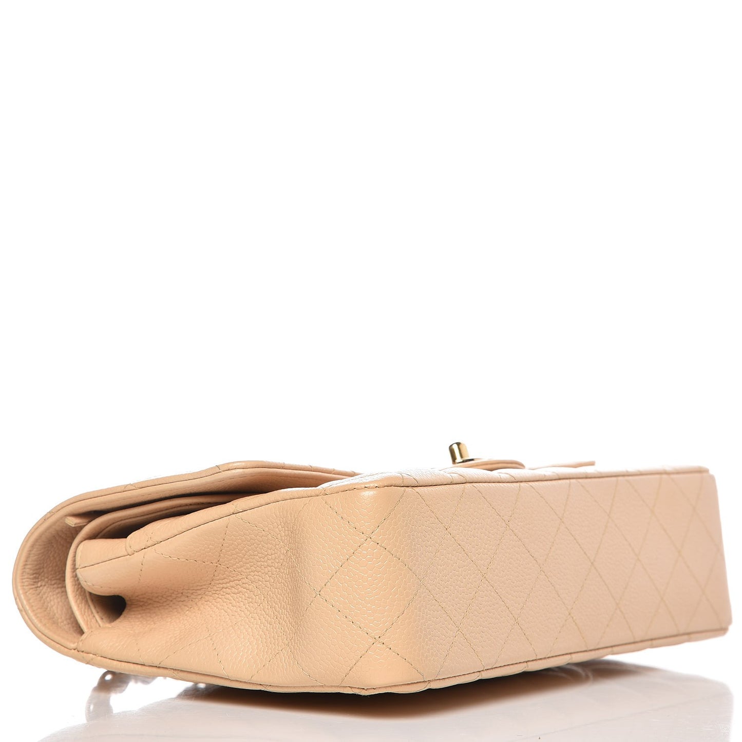 Caviar Quilted Medium Double Flap Beige Clair