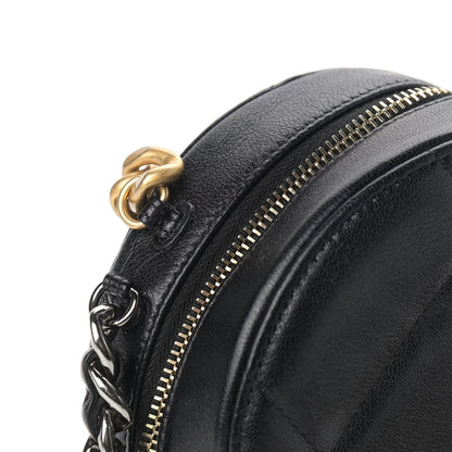 Chanel Shiny Goatskin Quilted Chanel 19 Round Clutch With Chain Black 10 of 11