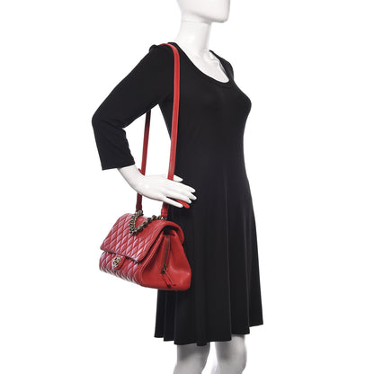 Chanel Shiny Sheepskin Quilted Large Trapezio Flap Red 2 of 12