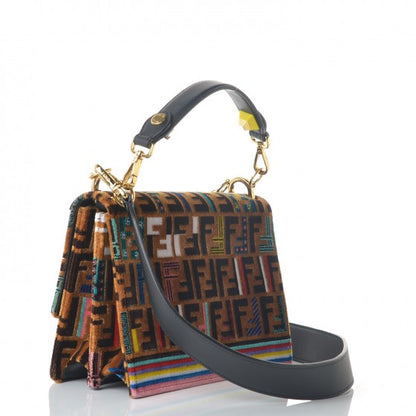 Fendi Velvet Vitello Dolce Fun Fair Kan I Shoulder Bag Tobacco Multicolor Black 3 of 8