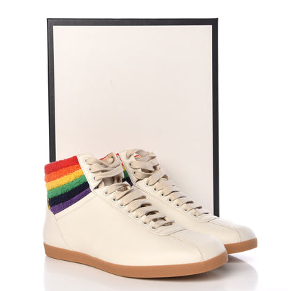 Gucci Calfskin Mens Bambi Rainbow High Top Sneakers 8.5 Mystic White 10 of 10