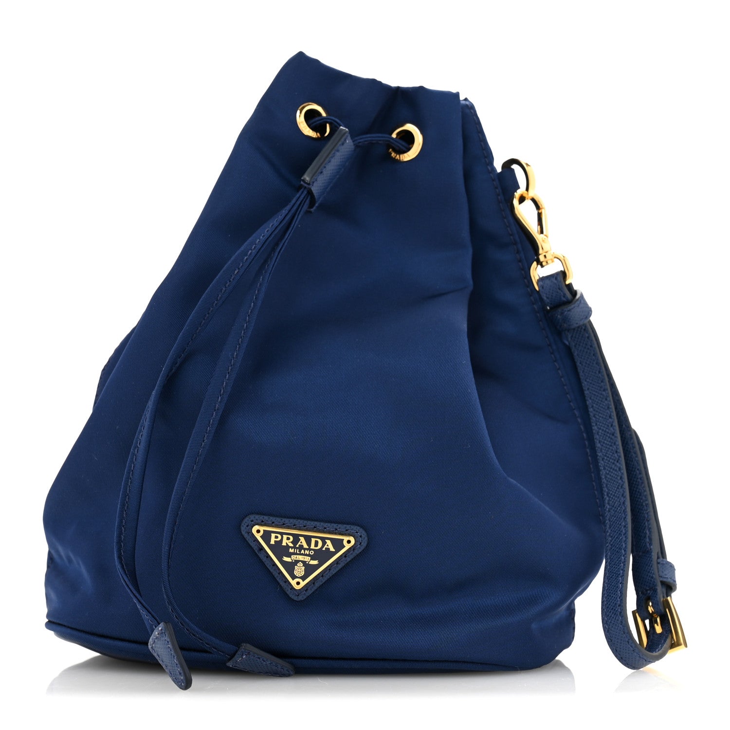 Prada Saffiano Tessuto Nylon Bucket Wristlet Royal 1 of 9