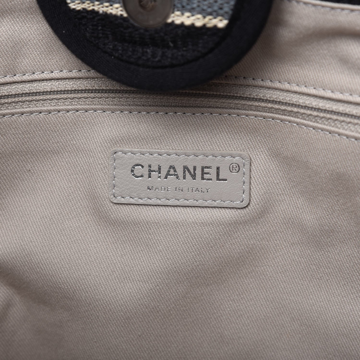 Chanel Striped Canvas Medium Deauville Tote Black 8 of 11