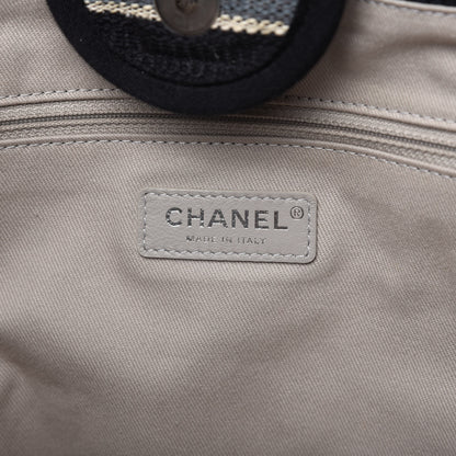 Chanel Striped Canvas Medium Deauville Tote Black 8 of 11