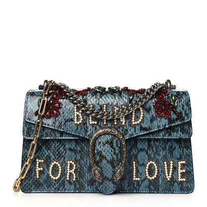 Gucci Snakeskin Blind For Love Embroidered Small Dionysus Shoulder Bag Ultramarine Multicolor 1 of 10