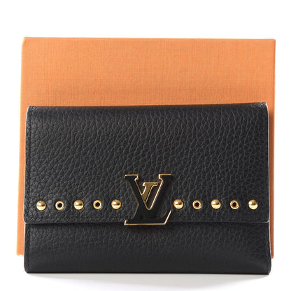 Louis Vuitton Taurillon Capucines Studded Compact Wallet Black 12 of 12